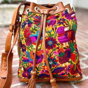 Tulipán Huipil Handmade Shoulder Bag | Red| Women's Handbags| Latina |  LazoChic